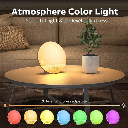 Colorful Ambient Light Bedside Lamp White Noise Children's Alarm Clock Light
