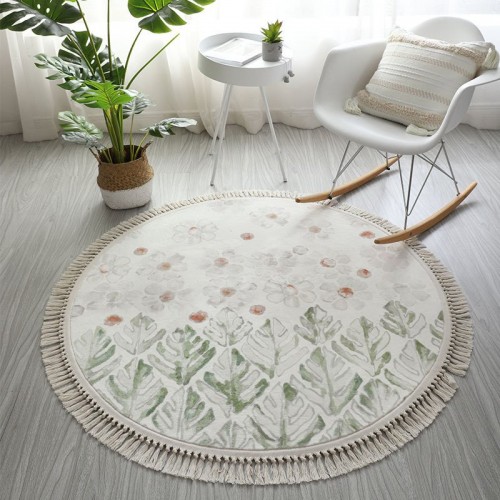 Tassel Round Floor Mat Room Carpet Bedside Stool Floor Mat
