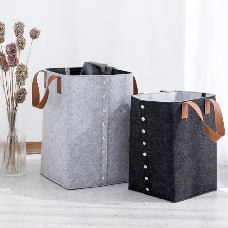 Felt Storage Bucket Removable Snap Button Large Ca...