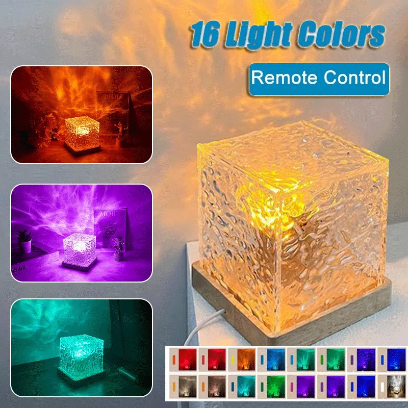 16 Colors LED Water Ripple Ambient Night Light USB...